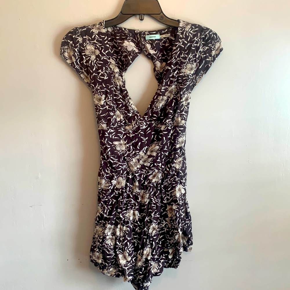 Charcoal flowered romper size med